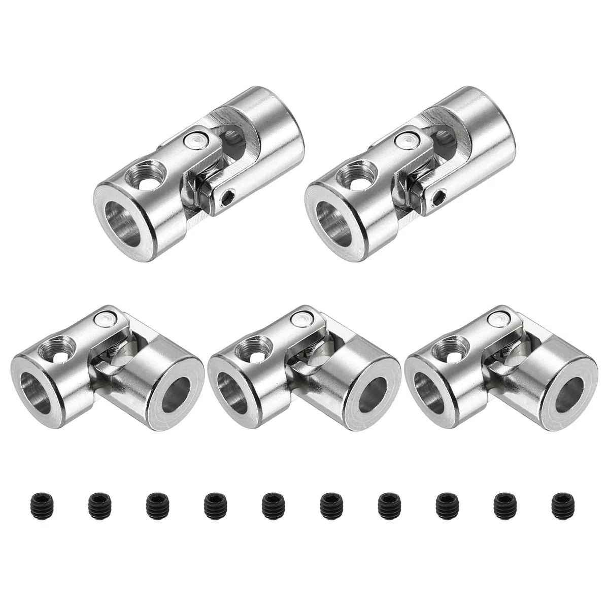 QUARKZMAN 5Pcs Giunto Universale Albero Di Trasmissione, Diametro Interno Da 5mm A 5mm Giunto A Cardano Rotabile Con Viti Per Auto RC, Robot, Barca, Motore Nave