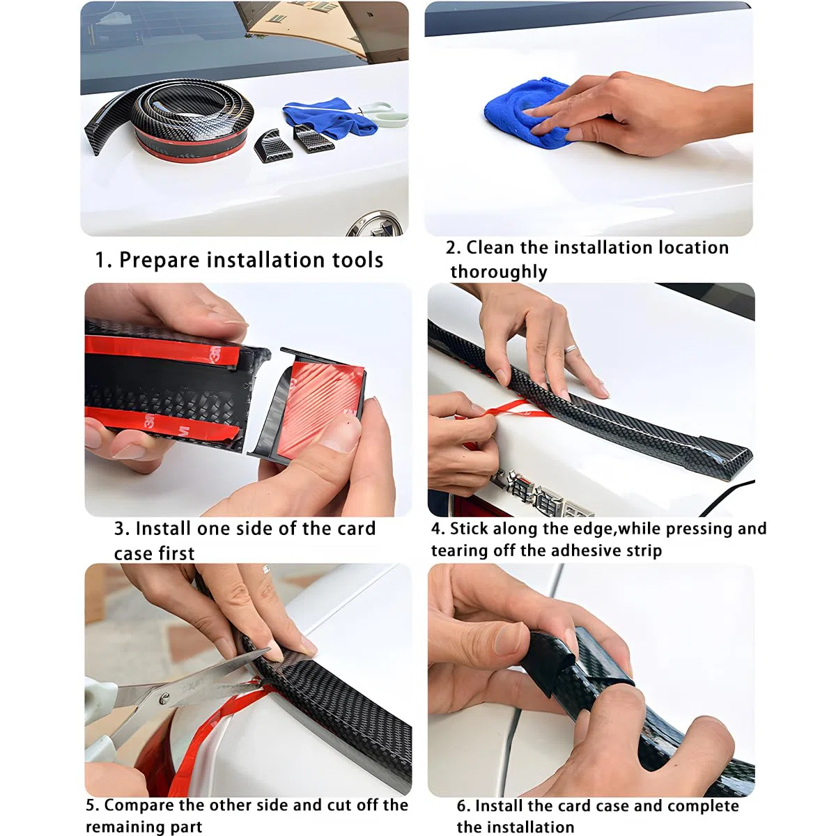 Spoiler Posteriore per Bagagliaio Auto, Spoiler Bagagliaio Universale, Copertura per Alettone Posteriore Dell'auto, Striscia Di Gomma Universale, Per Maggior Parte Vetture(Nero)