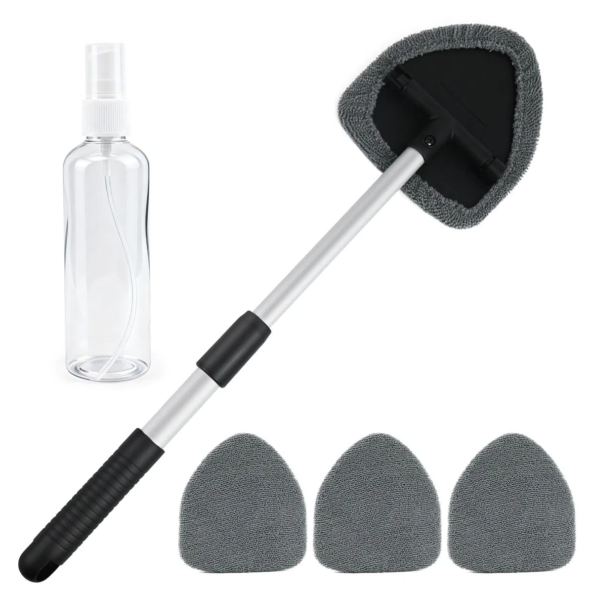 Pulitore per Parabrezza Auto, Detergente Interno per Parabrezza Espandibile con 4 Cuscinetti Riutilizzabili e Lavabili e Flacone Spray da 100 ml