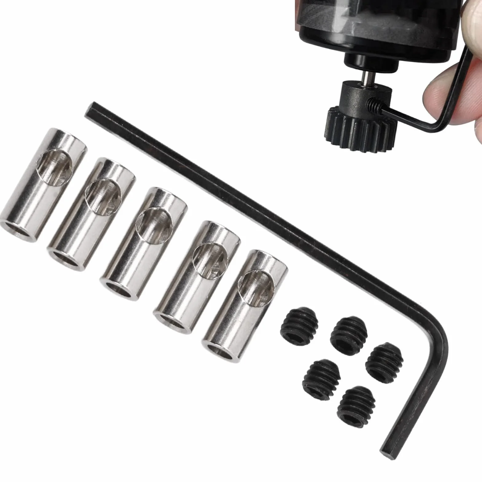 Cambio Dell'asse del Motore Dell'albero Dell'adattatore del Manicotto del Riduttore del Pignone da 3.17 Mm a 5 Mm Per La Conversione,Adattatore Per Albero Motore RC in Acciaio Inossidabile, Accessori