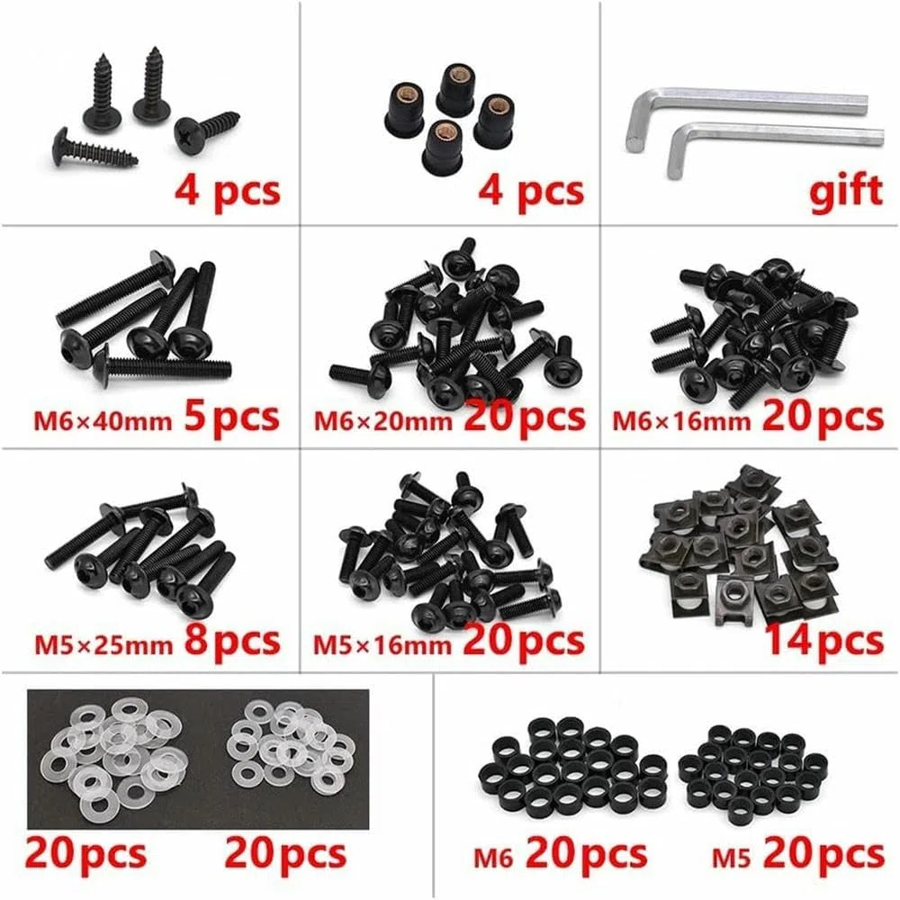 Kit Completo di bulloni per carenatura Moto, per Honda Forza 125 Hornet 600 Cb125r Xadv CBR 600 RR Cbr500r Rebel 500 Viti e Dadi per carenatura in Acciaio, 177 Pezzi