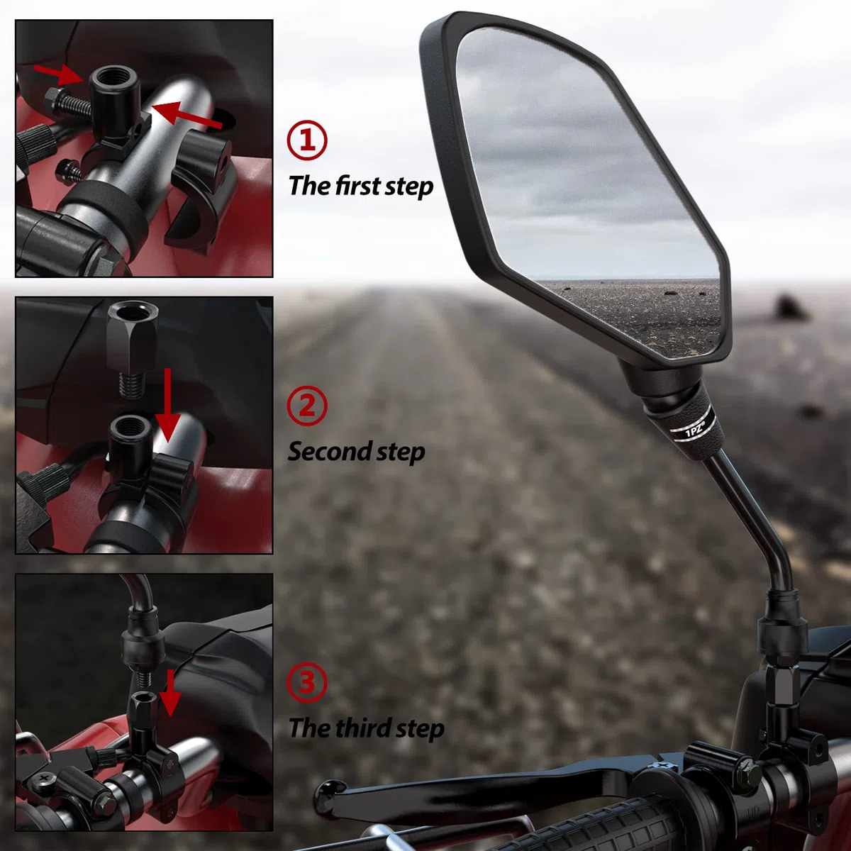 (MM3) Umparts 360 rotazione specchietto retrovisore staffa del morsetto W/7/20,3 cm manubrio Mount 10 mm caricabatteria per POLARIS linea di motore ATV Dirt bike Cruiser chopper