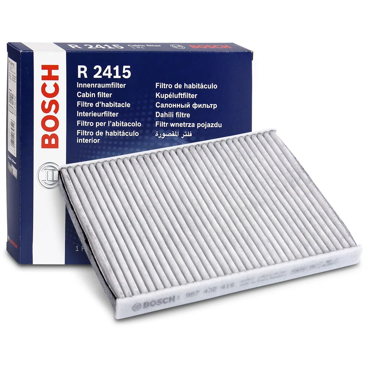 Bosch Filtro Abitacolo ai Carboni Attivi R2415, Filtro di Ricambio - Contro cattivi odori, polline e polvere per un'aria più pulita all'interno del veicolo