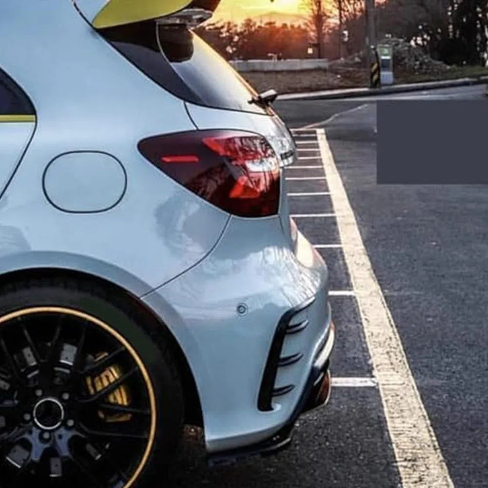 Spoiler per paraurti posteriore per Mercedes Classe A W176 A200 A250 A260 A45 per AMG 2013-2018, nero lucido e fibra di carbonio ABS Trim Splitter (nero lucido)