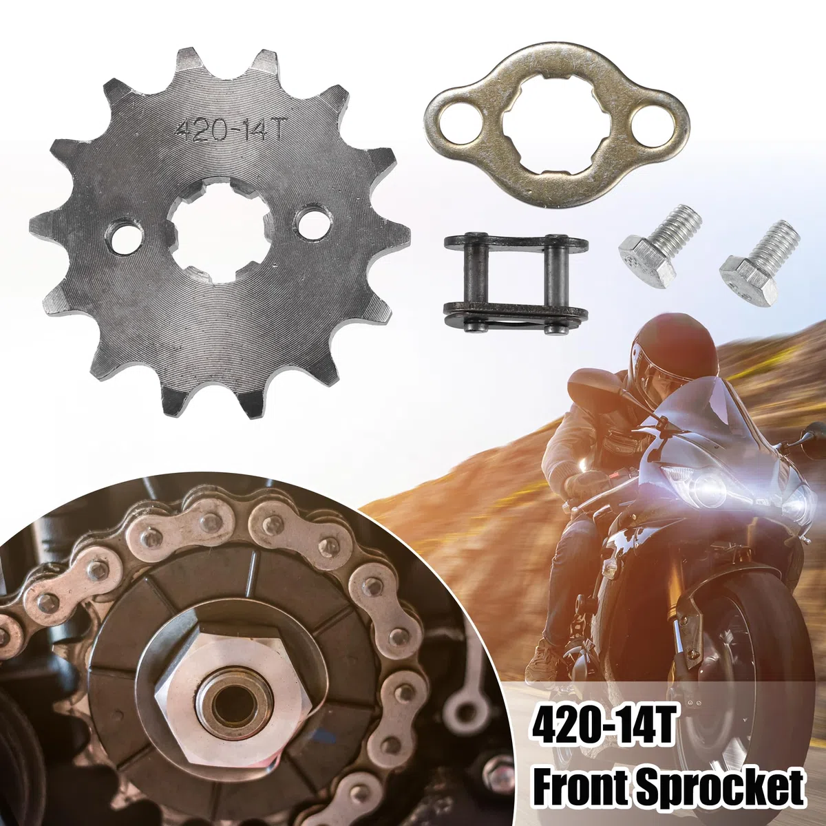 QUARKZMAN 1 Set 420 14T 17mm Anteriore Motore Pignone per Sporco Bicicletta per Mini Bicicletta ATV