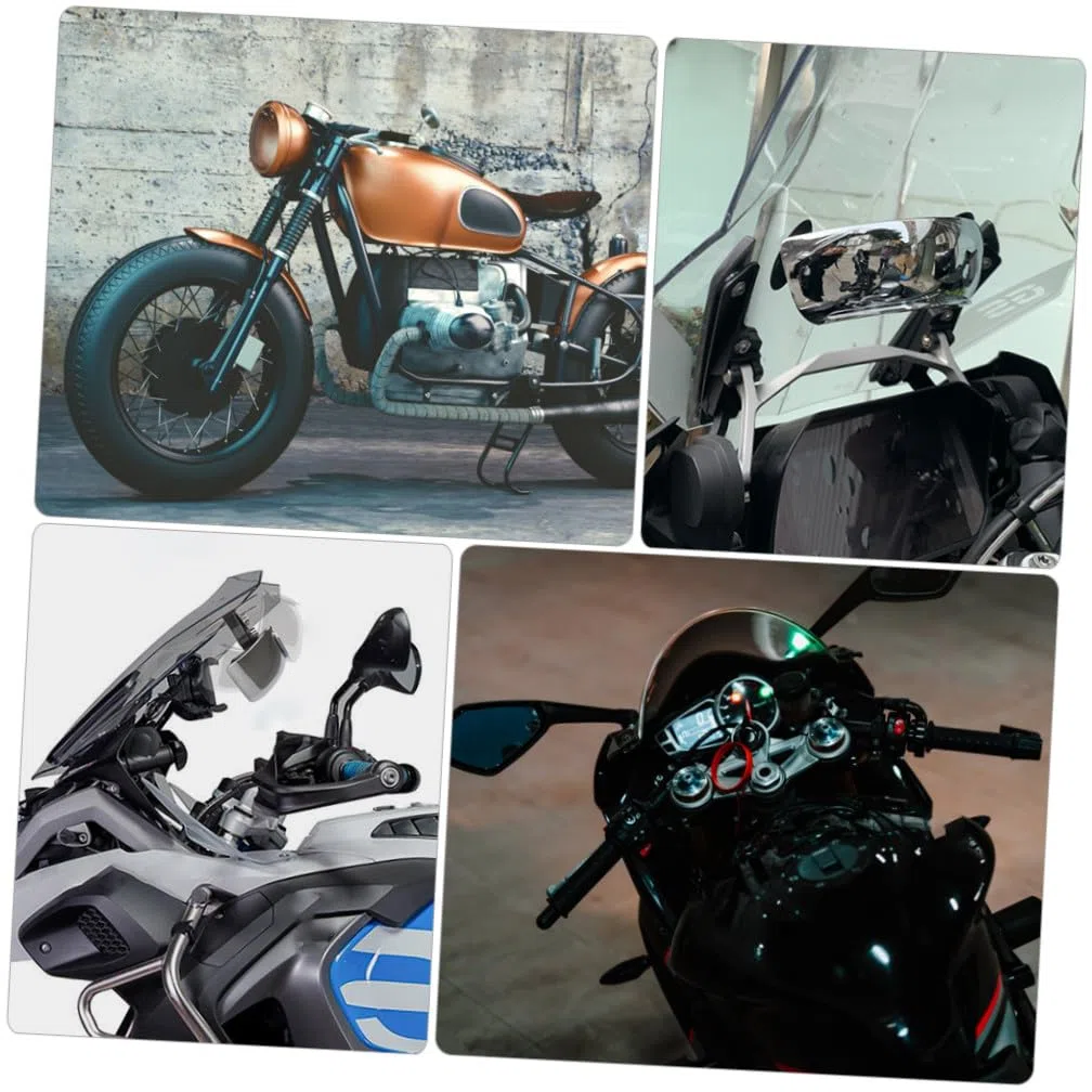 Specchietto Retrovisore Convesso per Moto Street Bike e Cruiser, Design in Abs e Cromo, Alta Definizione 180 Gradi, per Uso Personale e Professionale