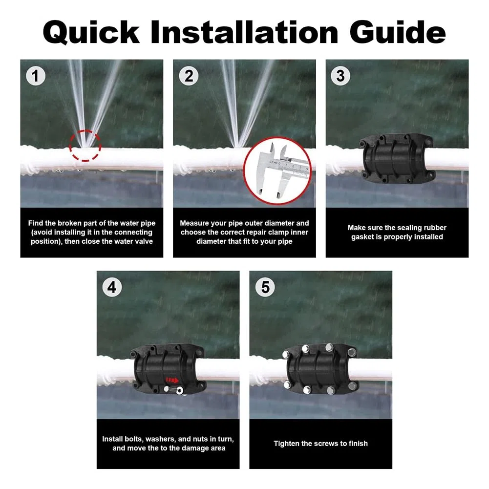 Morsetto Riparazione Tubi 3/4 Pollici, Morsetto per Riparazione Perdite in Tubi Acqua, Kit Riparazione Tubi, Adatto per Tubi 20 mm Diametro Esterno.