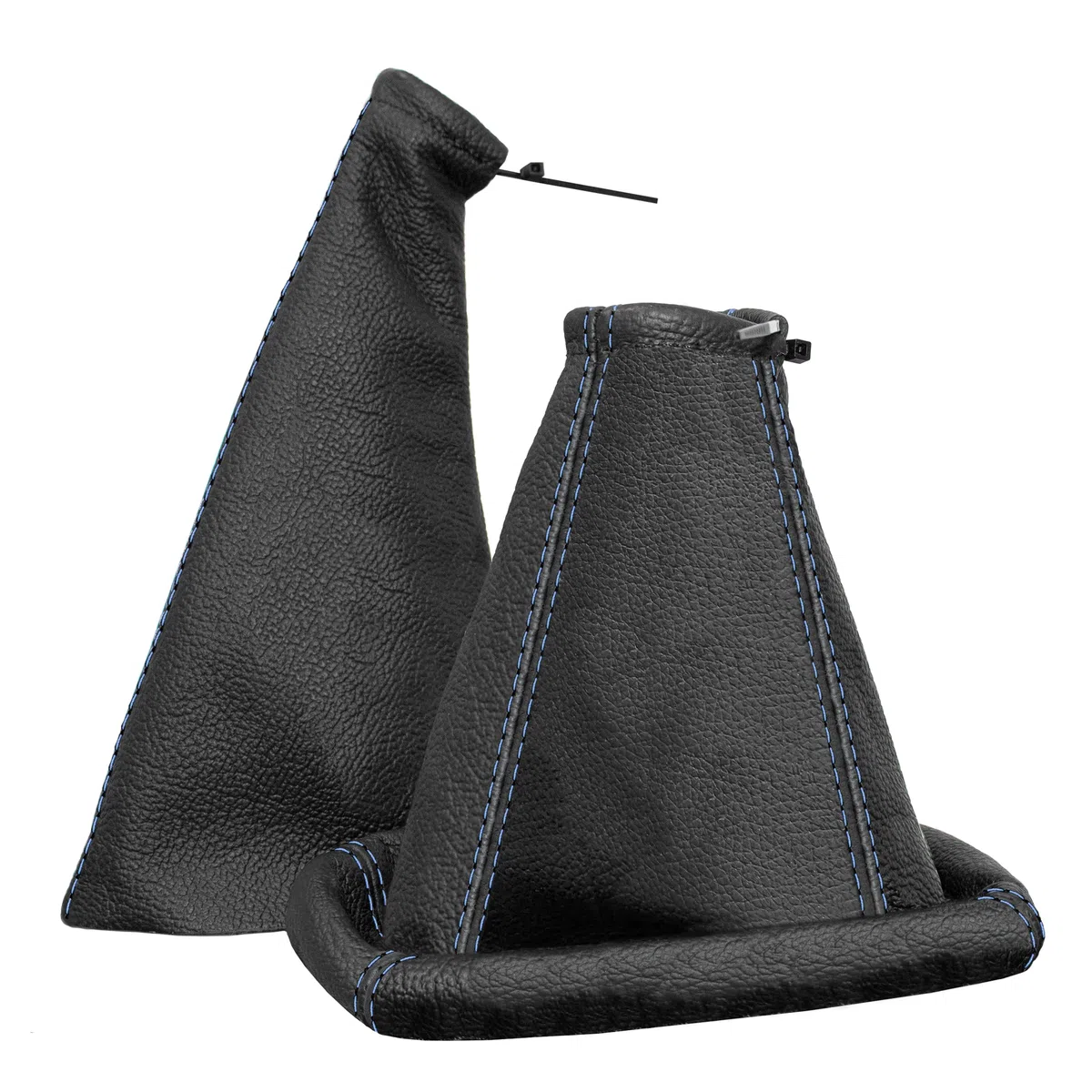 Cuffia cambio e Freno a mano compatibile con Opel Corsa B e Tigra A 1993-2000 - nero blu - vera pelle - leva cambio manuale - (A0003-8)