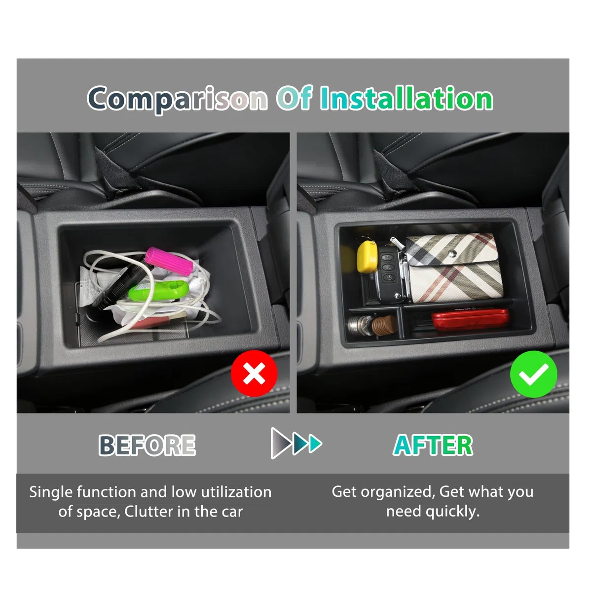 GAFAT Compatibile con Audi Q3 F3 2019-2024 2025 Contenitore per Console Centrale, Q3 Sportback S-Line RS Q3 Organizer per Braccioli, Vano Portaoggetti, Accessori Q3 F3 (Nero)