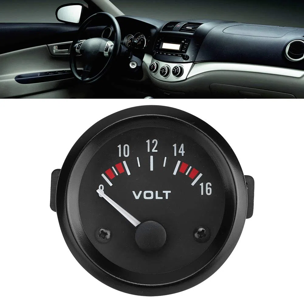 Voltmetro, 12V BX100007 8-16V 52 MM 2 Pollici Universale Voltmetro per Auto Elettriche a LED Misuratore di Tensione