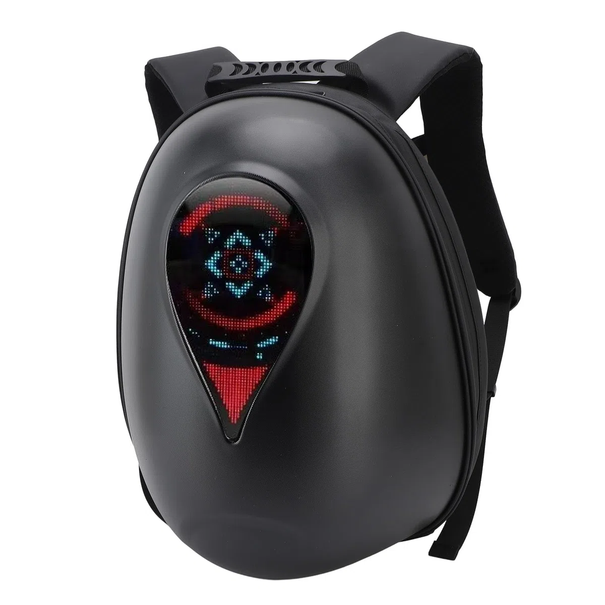 XUMIUZIY Zaino con Schermo a LED, Borsa da Moto Luminosa Alimentata Tramite USB con Guscio Rigido per Caschi da Equitazione a metà Faccia, Borsa Illuminata per Ciclisti