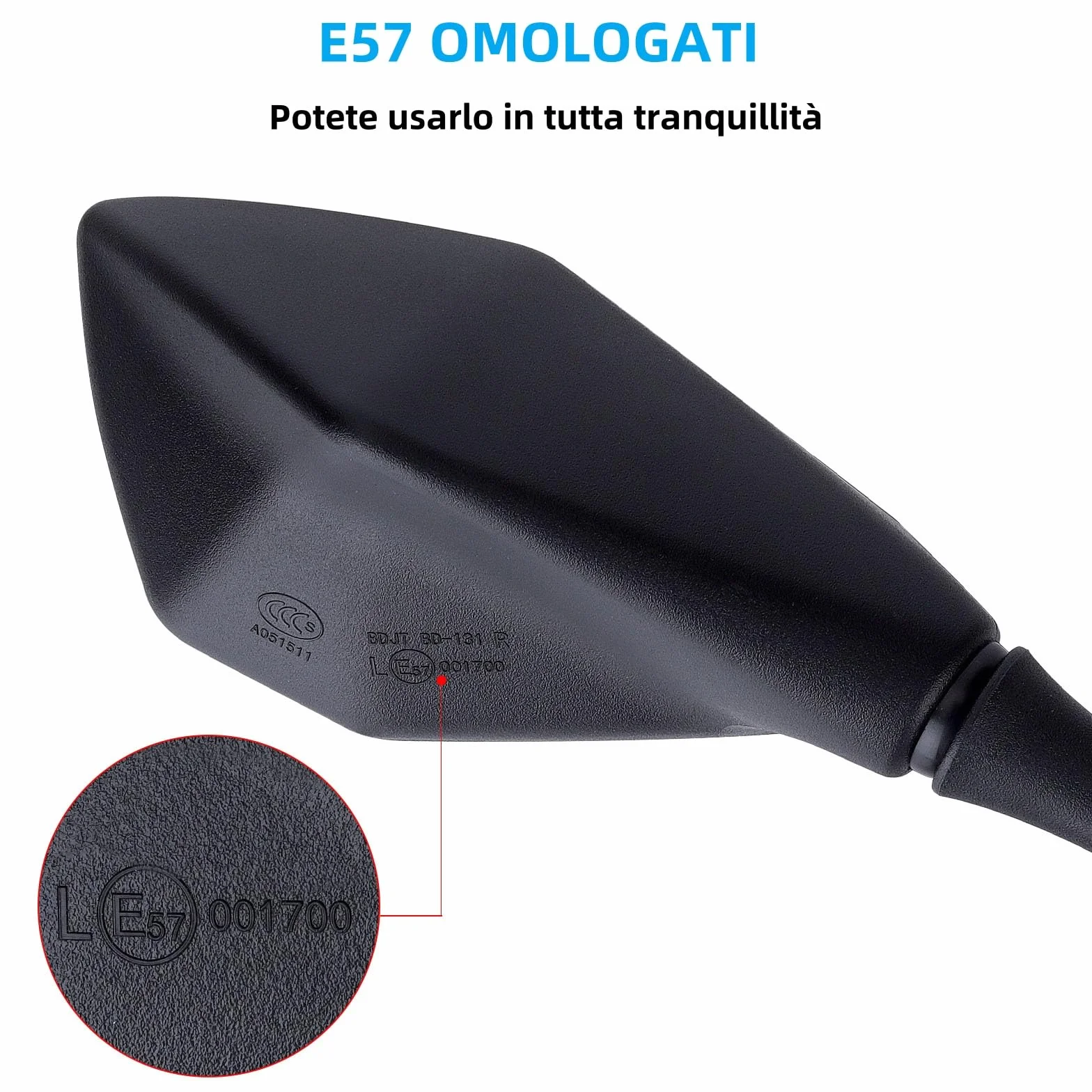 2 Pezzi Specchietti Moto E57 Omologati, Specchietti Moto Manubrio, Specchietto Retrovisore M10 Regolabili per ATV, Scooter, Cruiser, Moped, Quad, Roller