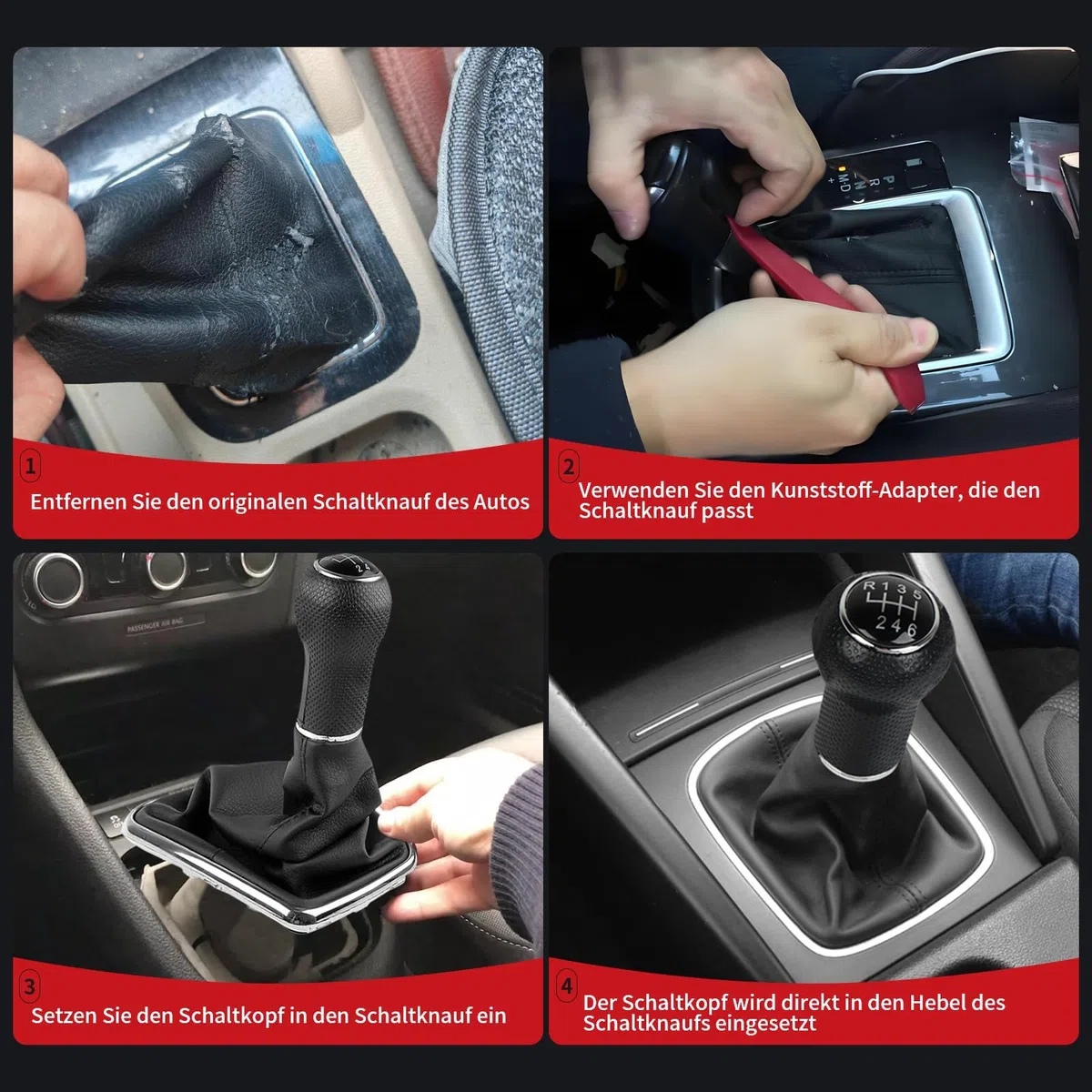 OTUAYAUTO - Set completo di ricambio cuffia, pomello e telaio del cambio, plug & play, compatibile con Golf 4, 6 marce, OEM: 1J0711113