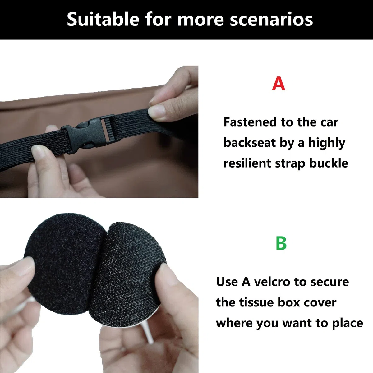 Porta fazzoletti da auto in pelle PU, per sedile posteriore dell'auto, da appendere al poggiatesta, portatovaglioli universale,dispenser di fazzoletti adatto per 120 fazzoletti per scatola(nero)