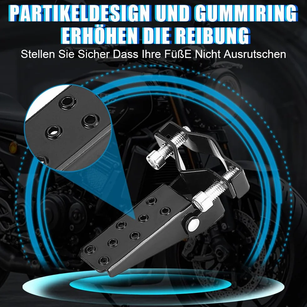Fußrasten Motorrad, Fußstützen Fahrrad, Pedal Fußrasten, Fußrastenpedal, Schwarze Stylische, Wird Direkt Am Bequemen Drehpunkt Montiert, Aus StrapazierfäHigem Metall(Schwarz)