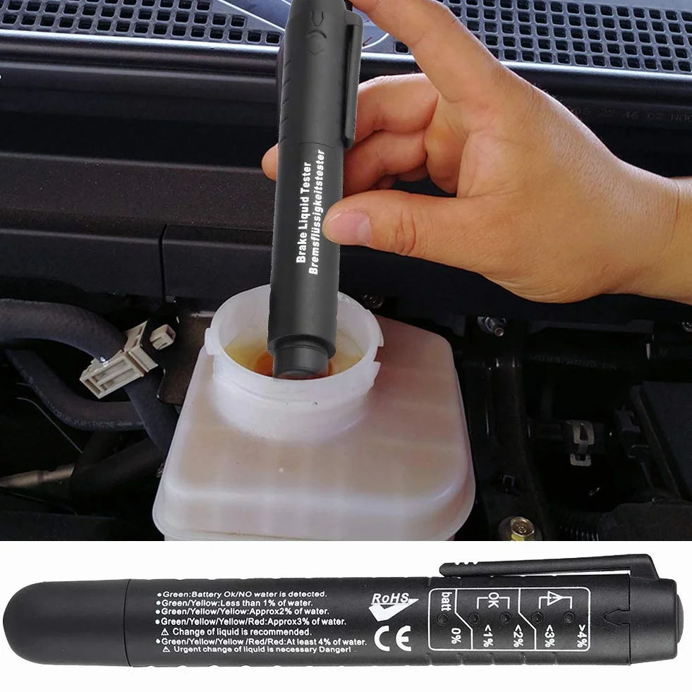 Liquido Freni Tester per liquidi freni Tester per liquidi Automotive Liquido Freni Detector Olio di Prova della Penna freni Penna 5 Indicatore LED per auto Strumento di prova per