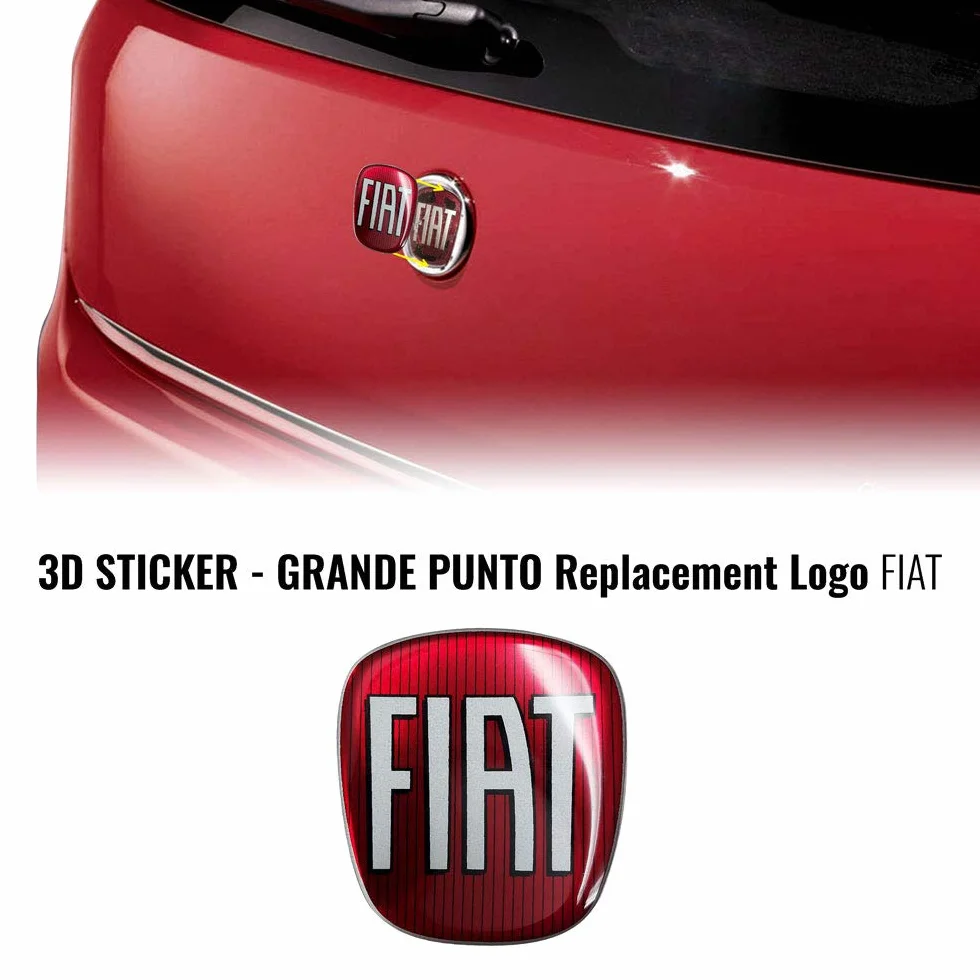 Adesivo Fiat 3D Ricambio Logo Anteriore + Posteriore per Grande Punto