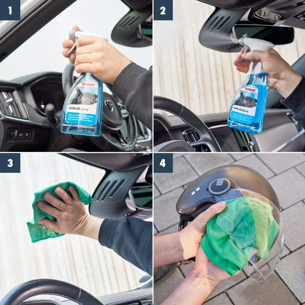 SONAX 03552410 Spray antiappannamento, protezione antiappannamento per tutti i vetri in plastica per una visione completa, 500 ml