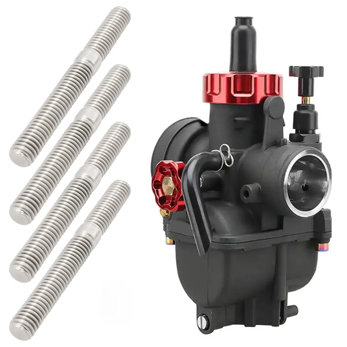 The Lord of the Tools 10pz M6 Carburatore Sistema Prigioniero Dado Collettore di Scarico Prigionieri DIN 835 M6x18 A M6x30 Doppia Estremità Filettato Vite Bullone