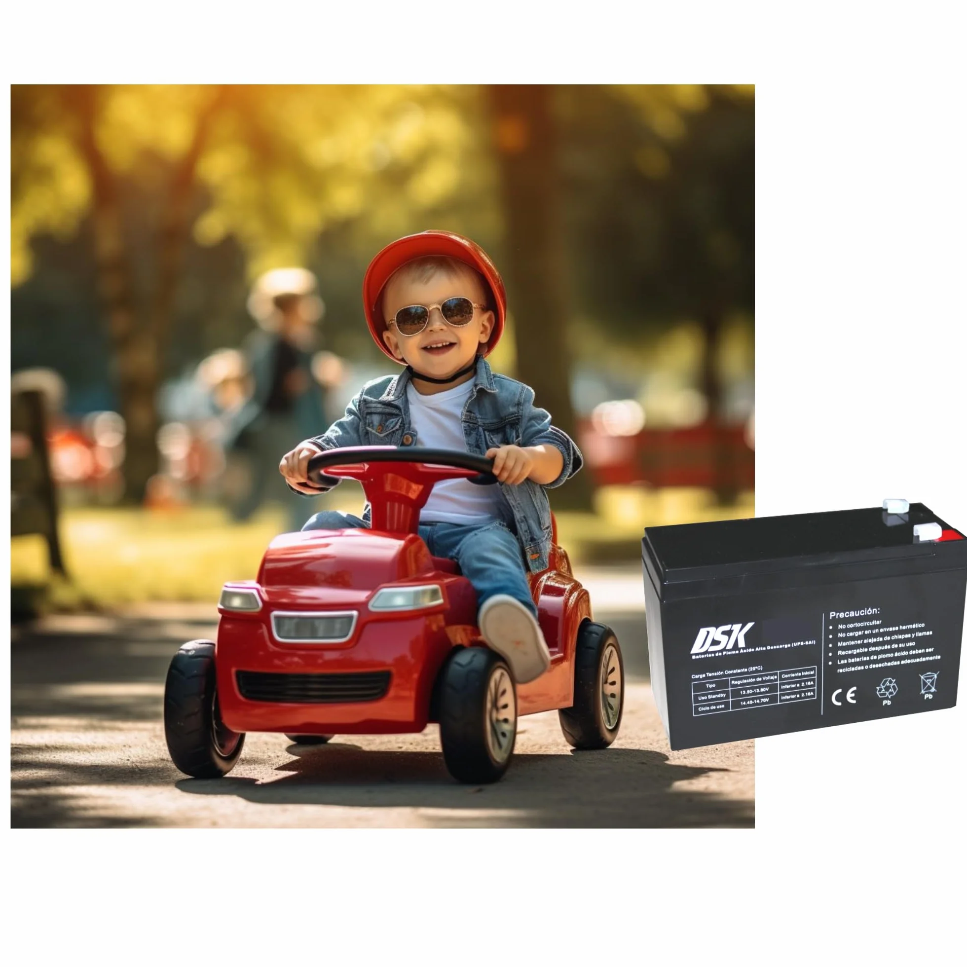DSK 10358 - Batteria al piombo sigillata AGM ricaricabile da 12V 4 Ah. Ideale per giocattoli elettrici per bambini come motociclette e scooter, nero