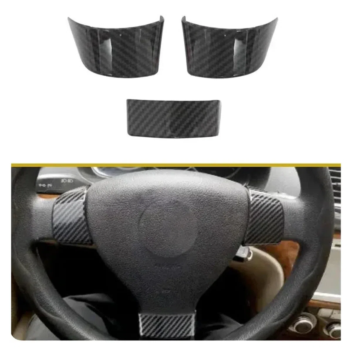 Interni Auto Accessori Per VW Per Golf 5 MK5 Per Passat B6 Per Jetta Per Tiguan 2007 2008 2009 2010 2011 ABS Fibra di carbonio Volante dell'automobile Patch decorativa Adesivo Auto Trim