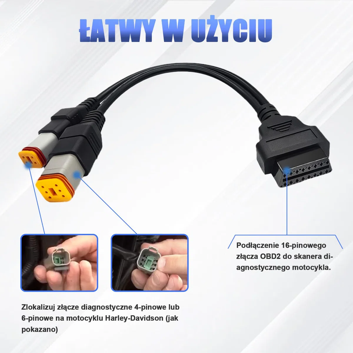 Cavo Obd2 per Harley 4 pin 6 pin 2 in 1 adattatore per scanner per moto OBD, connettore per il funzionamento dello strumento diagnostico per moto da 16pin a 4/6 pin adatto per lo strumento di