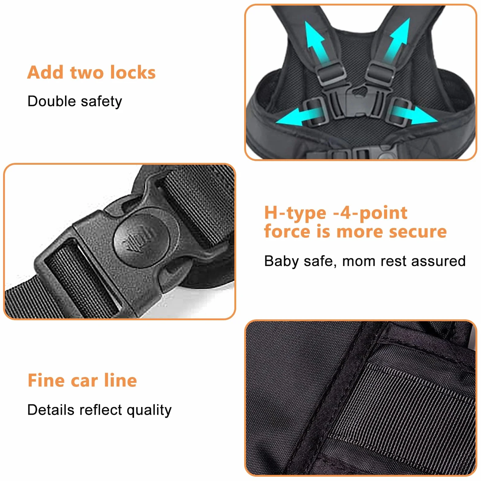 Nizirioo Cintura Di Sicurezza Per Moto Per Bambini, Regolabile Confortevole Cintura Di Protezione, Bambini Cintura Sicurezza Per Moto Con Materiale Riflettente Adatto Per 2-13 Anni (Nero)