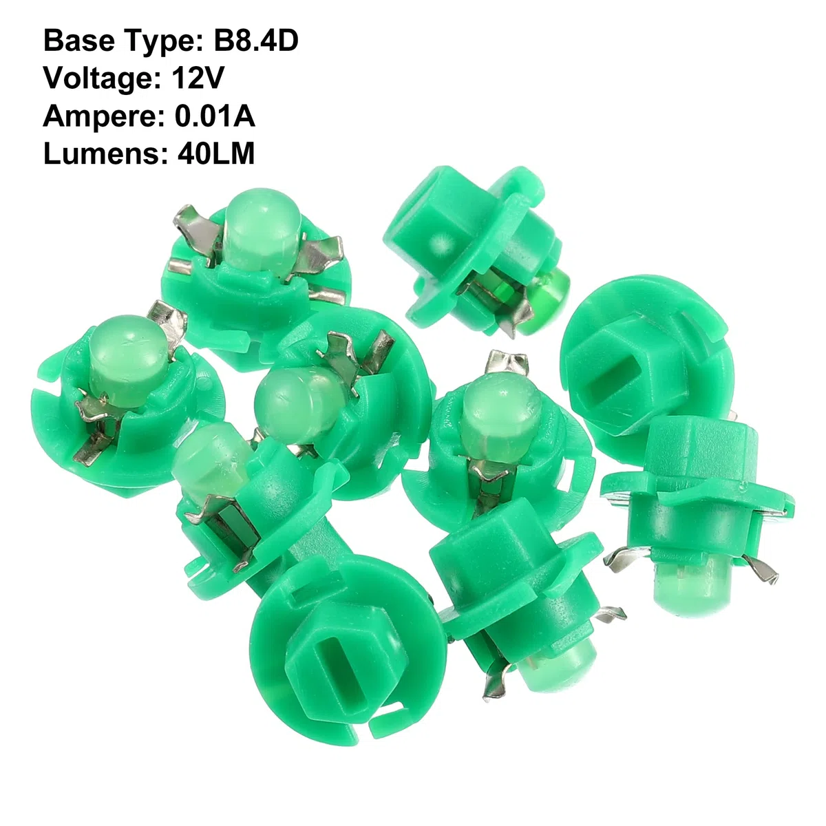 X AUTOHAUX 10pcs DC 12 V T5 B8.4D LED luce del cruscotto verde per interno auto