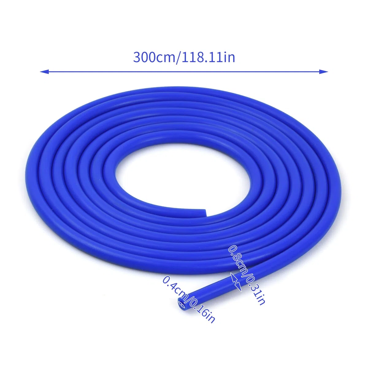Tubo Sottovuoto in Silicone per Auto, Diametro Interno di 4 mm e Diametro Esterno di 8 mm, Lunghezza di 3 Metri, Tubo in Silicone Blu