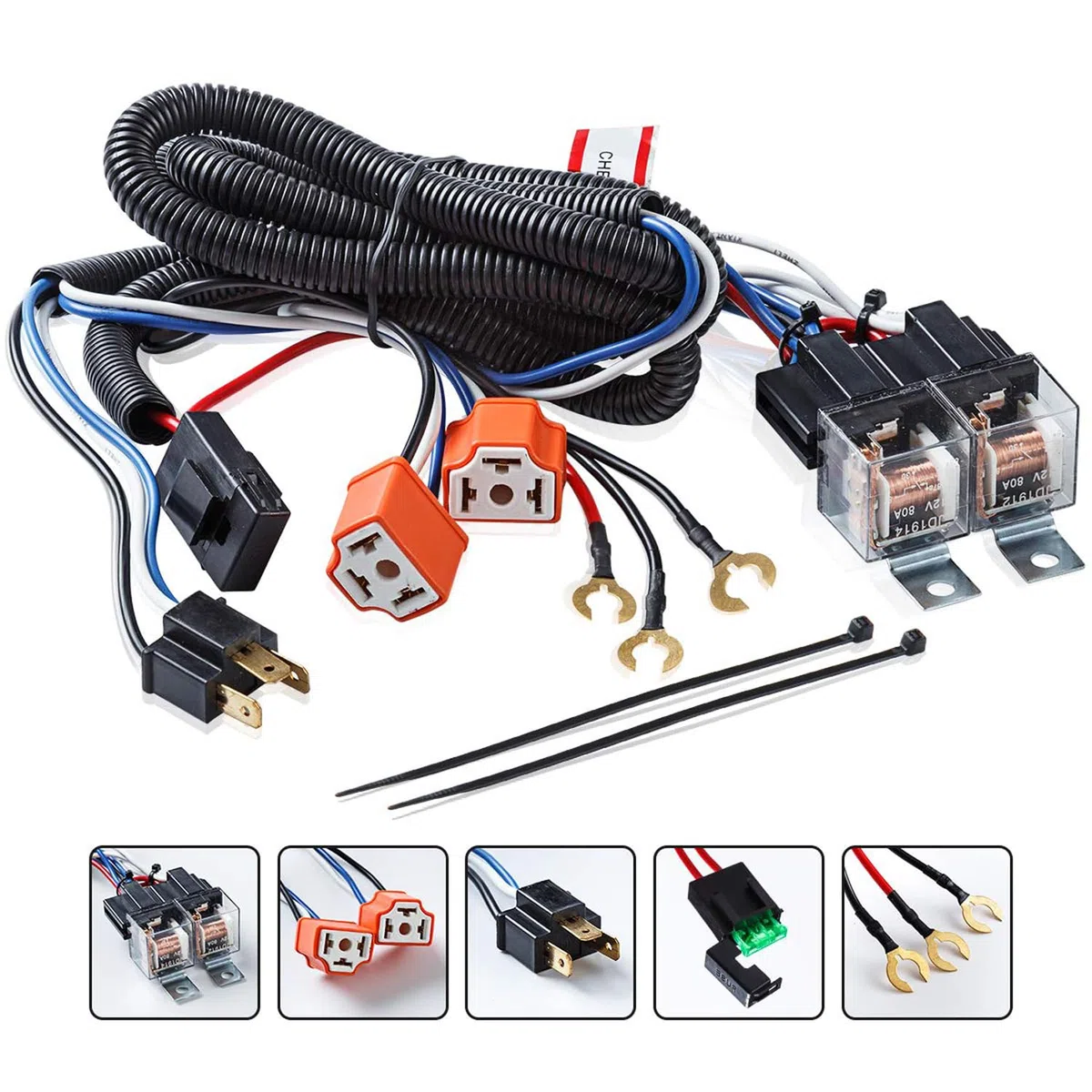 Greluma 1 Set Kit cablaggio relè faro H4 12V per 7x6 5x7 H6054 Cablaggio in ceramica riscaldante