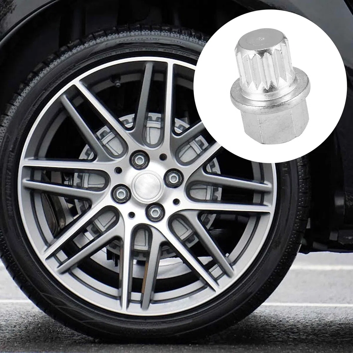 A ABSOPRO Dado Ruota Antifurto per Auto Blocco Aletta Dado Anti Furto Ruota Blocco ABC5/16PT per VW per Audi