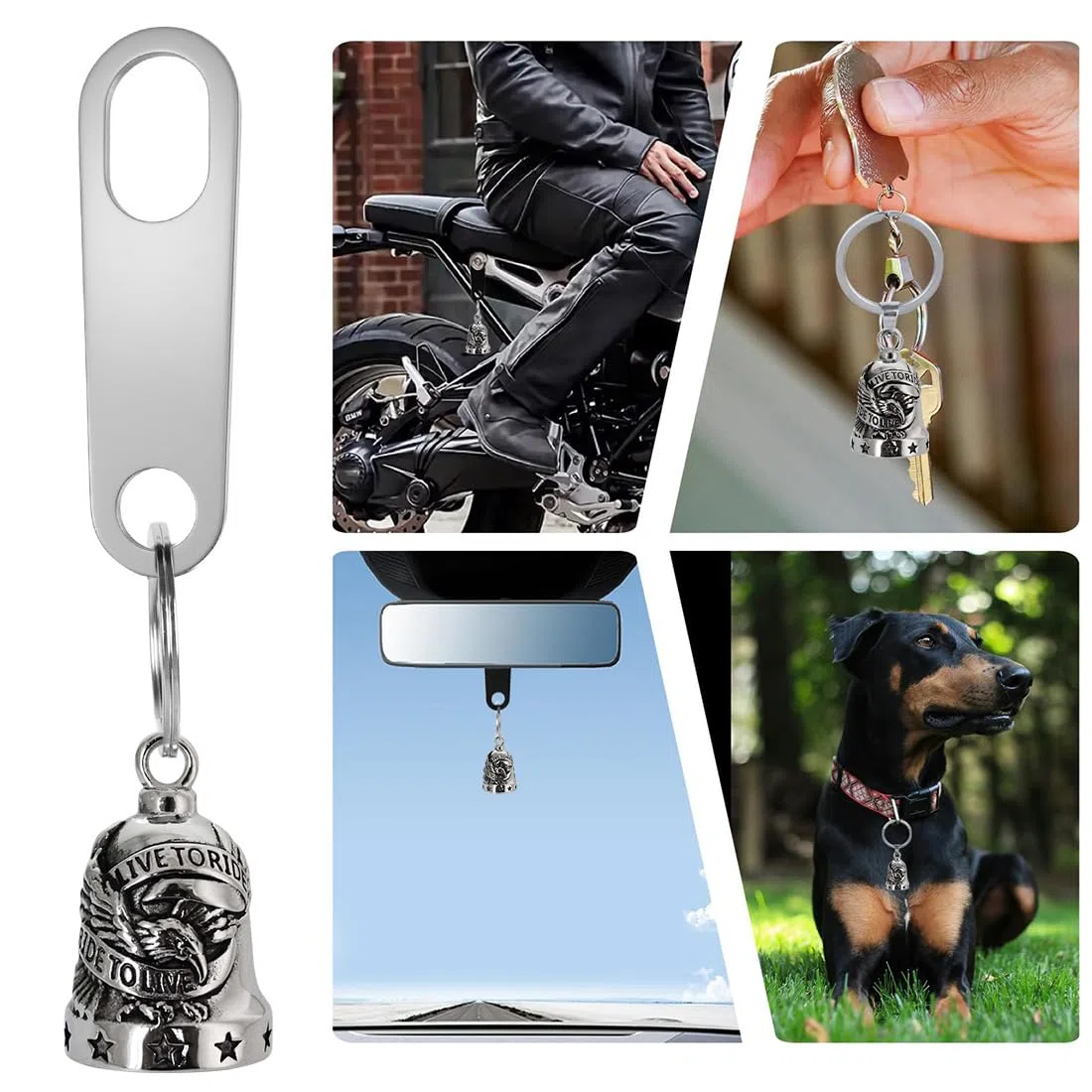 Campanella Guardian Bell, Campanellino Motociclisti, Portafortuna Con Angelo Custode e Anello Per Moto, Auto Elettriche, Biciclette