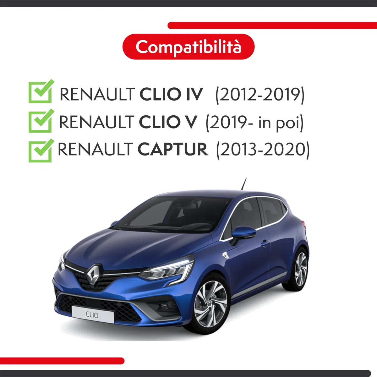 Vetro Specchietto per Renault Clio IV, V, Capture, Destro, Riscaldabile, 963654973R