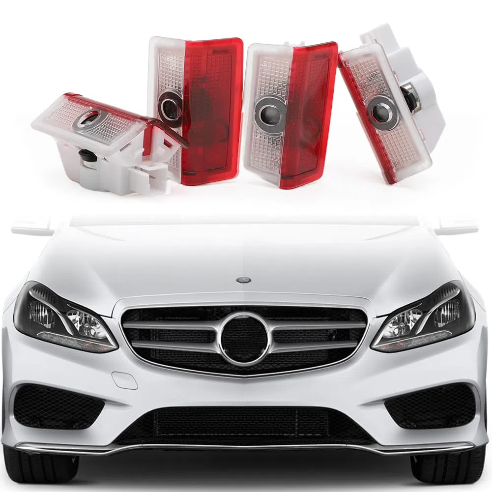 4 Pezzi Logo per porta auto Kit Luci Led sportello Logo Proiettori Auto, luci sottoporta auto, Luci Portiera Auto illuminazione Porta Logo Proiettore Accessori per A B C E M G AMG er