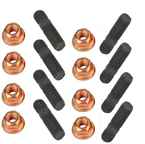 BLUETECH Set di bulloni e viti di alta resistenza M8 x 45 mm, 16 pezzi, Bronzo, Grado 8,8, per impianti di scarico e motori di automobili