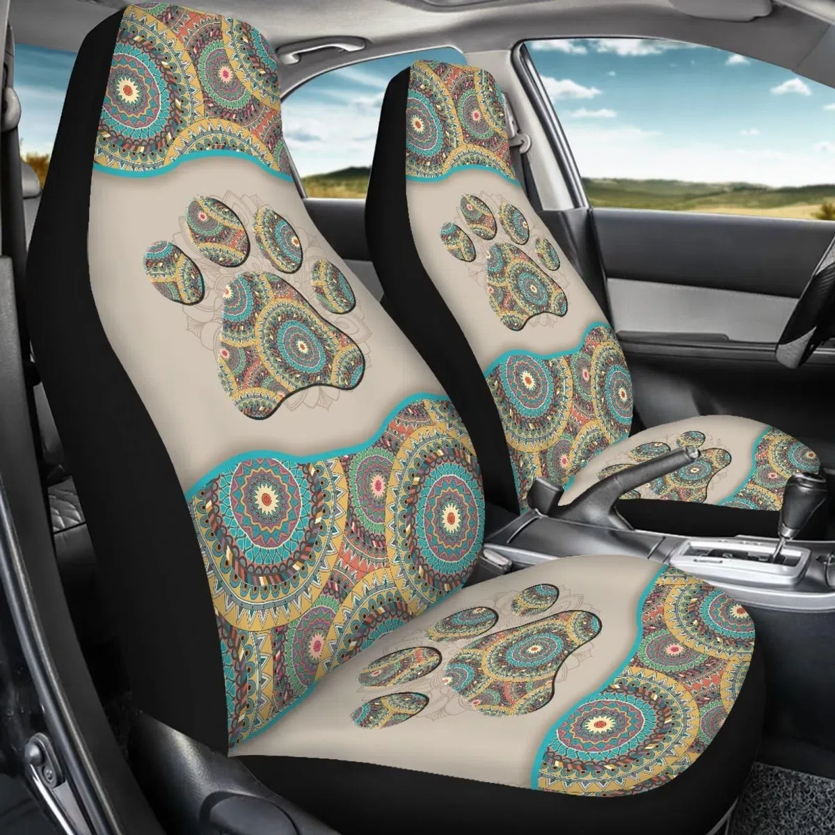 BIGCARJOB Set di 2 coprisedili anteriori per auto, universali, per auto, berlina, camion, SUV