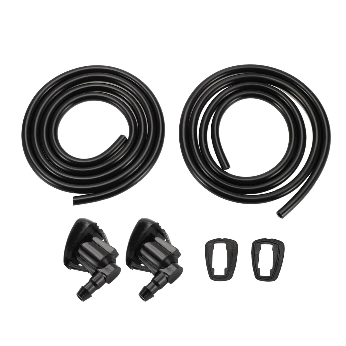 Getto Lavavetri per Jeep Grand Cherokee 2005-2016 No.55372143AB Anteriore Nero con 2 Pezzi Guarnizione, 2 Pezzi Tubo Fluido da 1 Metro 1 Set
