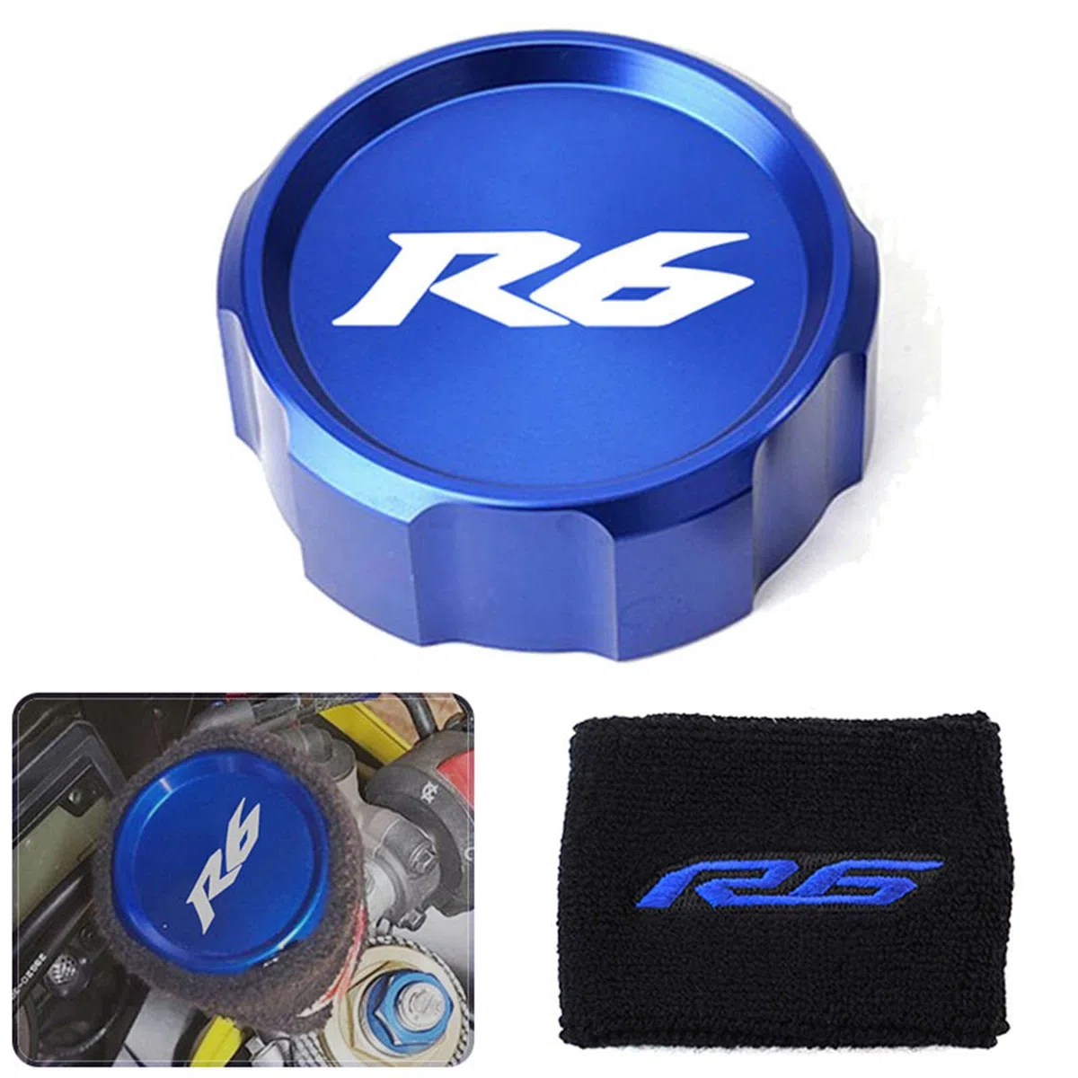 Moto Accessori per yamaha R6 YZF-R6 R6S 1999-2015 2001 2003 2004 2010 Copertura Tappi Serbatoi Olio Freno Anteriore + Polsino Elastico Calzino