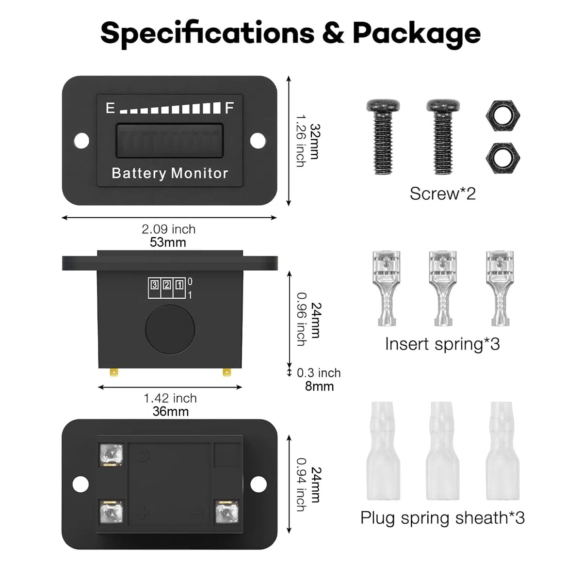 Greluma 1 Pezzo Misuratore monitoraggio batteria LED da 12V,24V,36V,48V,60V,72V,Indicatore livello,Tester batterie piombo agli ioni litio per Golf CART Yamaha Club CAR EZGO Stacking Machine Motorcycle