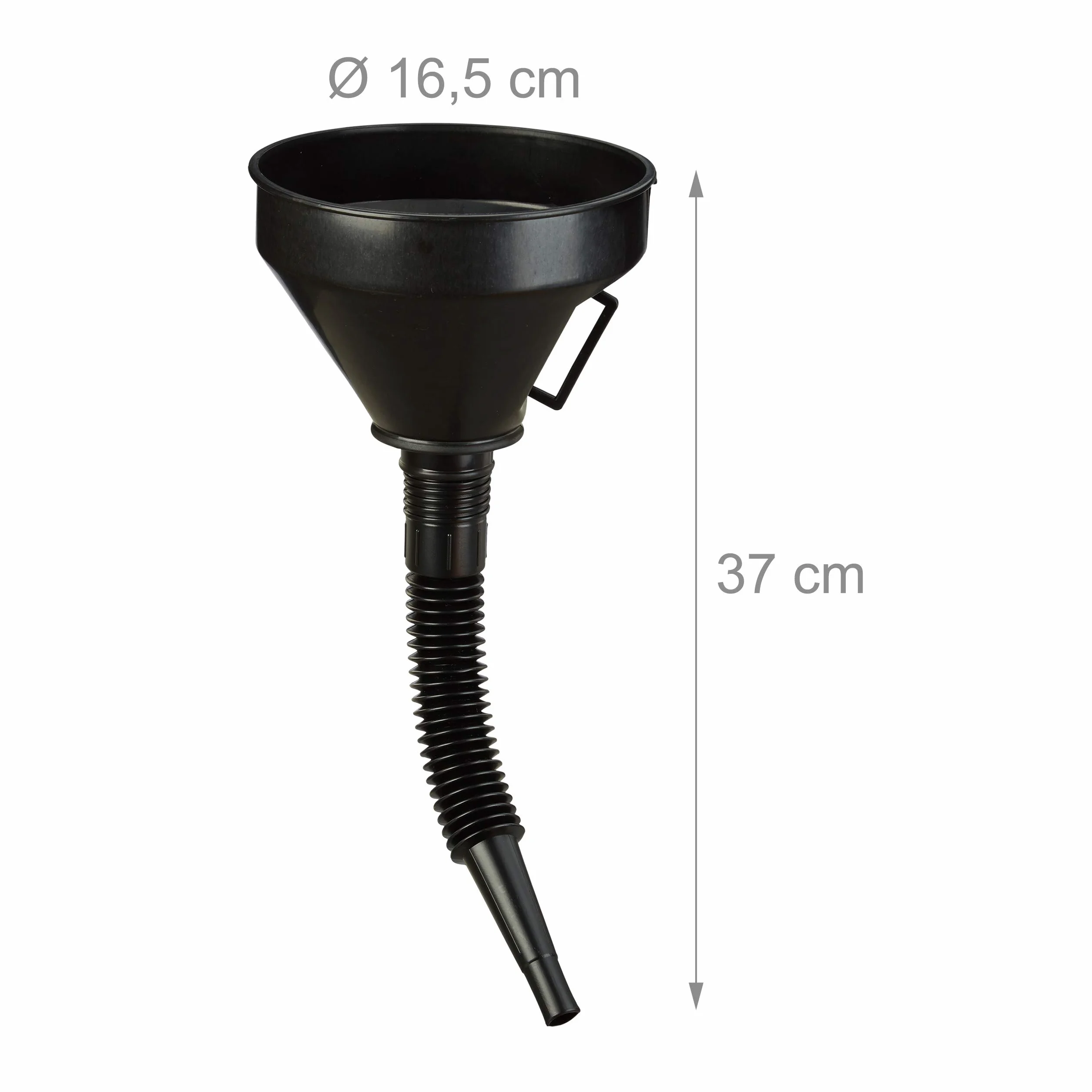 Relaxdays Imbuto per Benzina, Set da 5 in Varie Misure, Attrezzo Universale per Auto & Cucina, con Tubo Flessibile, Nero