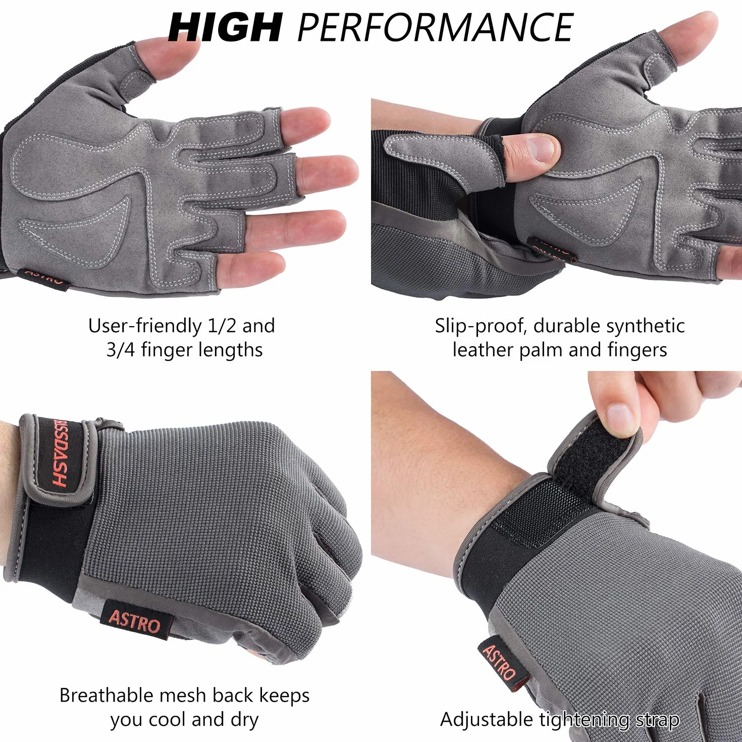 Bassdash Astro Heavy Duty Sure Grip Guanti da Pesca Guanti da Uomo Donna Senza Dita per Gioco Pesca Kayak Paddling Vela MTB