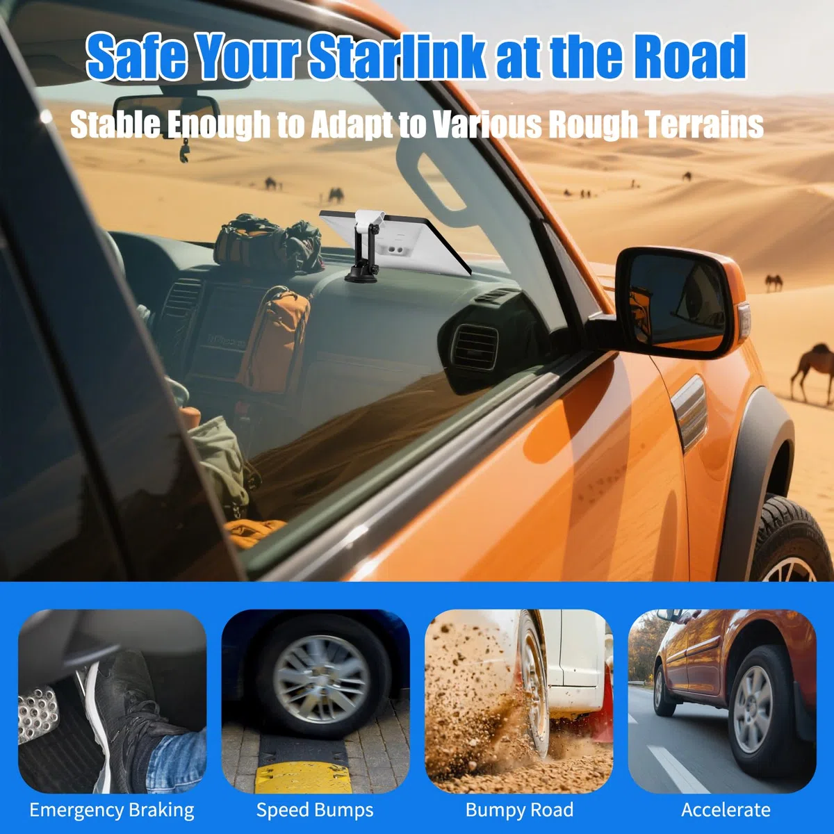 TuoBak's Starlink Mini Supporto per auto per cruscotto - Supporto a ventosa regolabile con base adesiva per un'installazione sicura e stabile