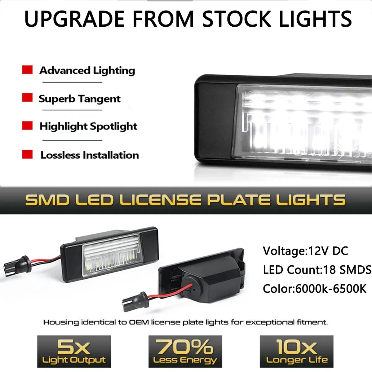 Set di 2 luci targa Compatibile con Nissan X-Trail T31 Qashqai J10 J11 Juke F15 Primera P12 Pathfinder R51 Rogue Sport Versa Armada Q50