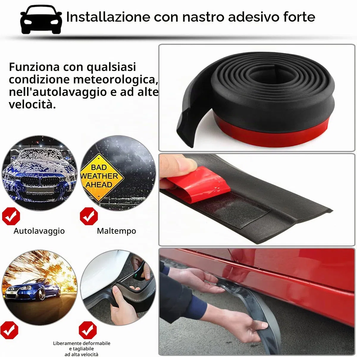Favuit - Protettore universale per paraurti anteriori e posteriori, 2,5 m/8,2 piedi, spoiler autoadesivo per paraurti anteriore, protezione in gomma per labbra splitter per auto, camion, SUV