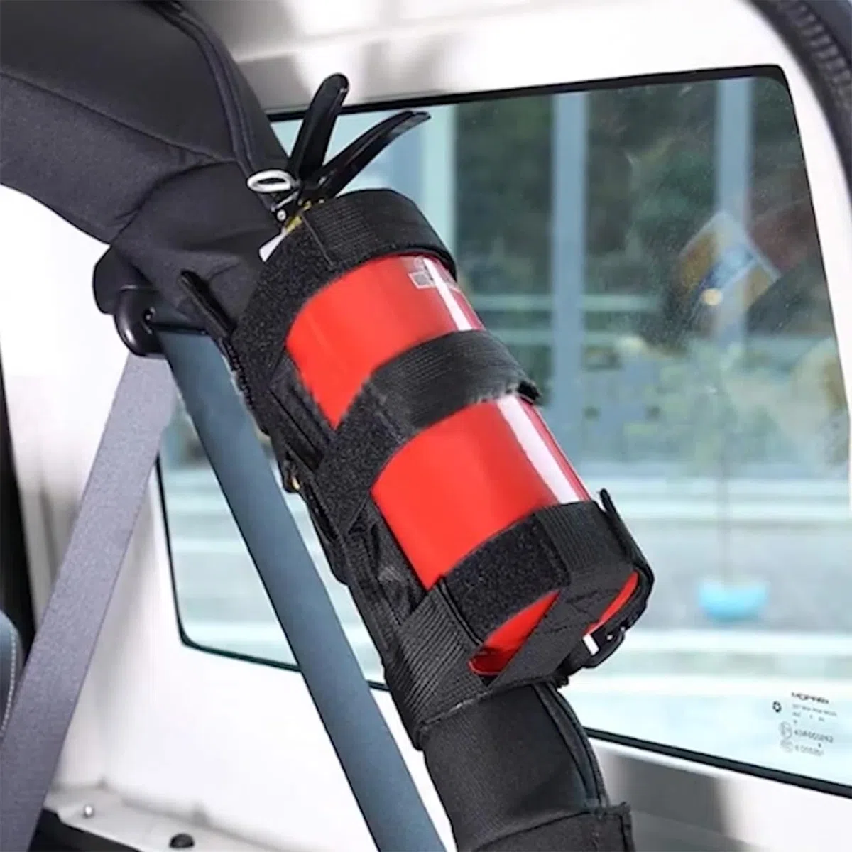 Staffa per estintore con barra antiribaltamento, supporto per bagagliaio auto, cinghia di supporto per estintore auto, cintura regolabile per auto, accessori pratici per auto, accessori di terze parti