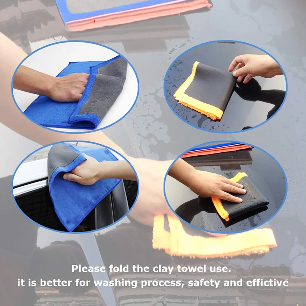 Auto Car Detailing Panno per la Pulizia Clay Bar Asciugamano in Microfibra con Guanto in Tessuto (Come mostrato)