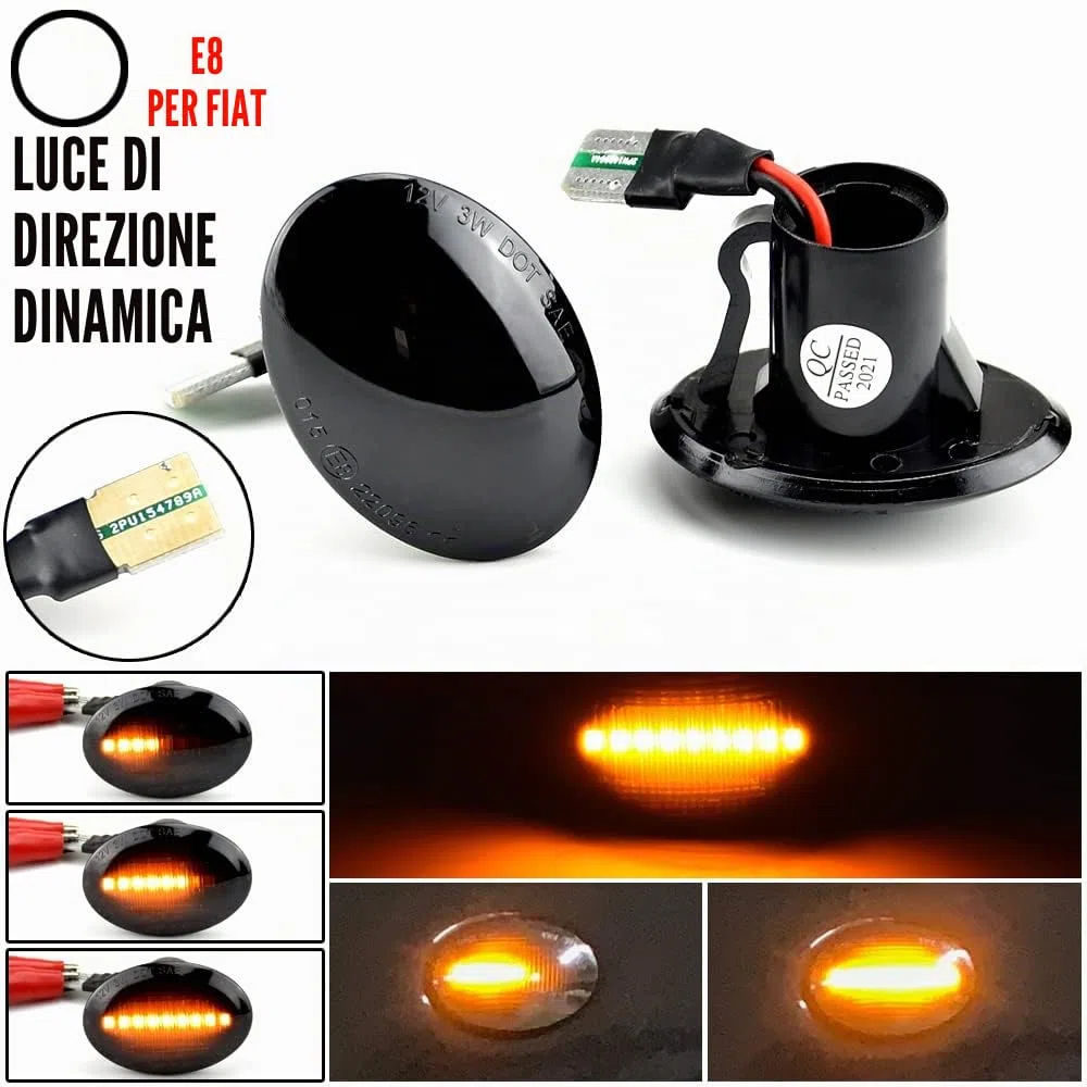 2pcs luci LED segnale di rotazione indicatori specchio laterale sinistro + destro con funzione dinamica compatibile con Fi-at 500/595/695, 500C/312, compatibile con A-barth