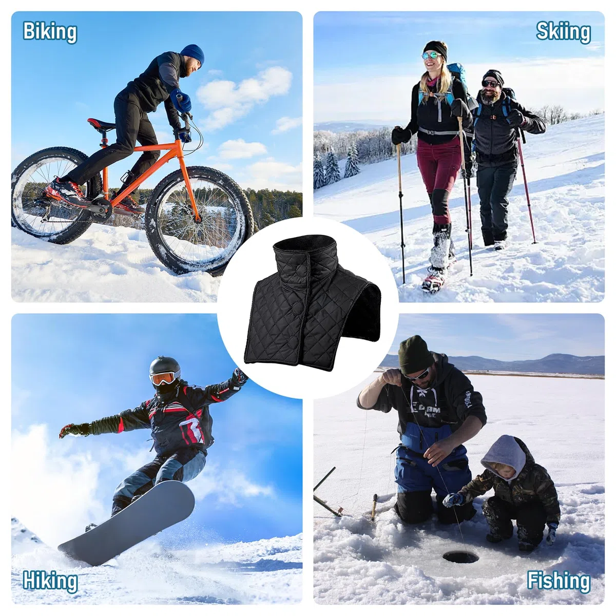 Scaldacollo da Motocicletta, Scaldacollo Moto Invernale, Impermeabile e Antivento Sciarpa Termica per Moto, Sciarpa Regolabile per Petto e Spalle, Protezione del Petto