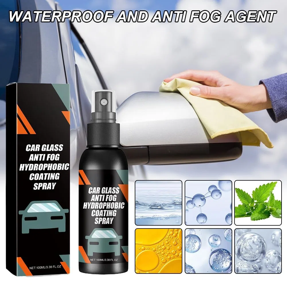 Spray Antiappannante Vetri Auto e Parabrezza,Spray Antiappannamento Per Parabrezza Auto,Agente Antipioggia Antiappannamento Per Vetro Per Auto,Spray Sbrinante per Auto,100ml