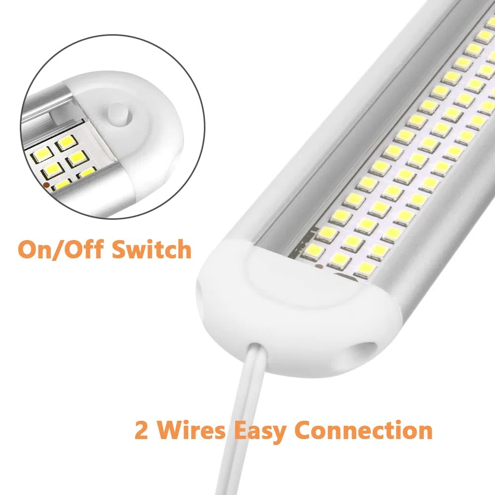 URAQT Barra LED 12V, 2 Pezzi 120 LED Barra Luminosa, 8W 1600LM, Barras Luminosa a LEDs per Interni Universale con Interruttore, Luci LEDs Interni per Auto, Camion, Camper, Furgone, Barca,Cucina,Studia